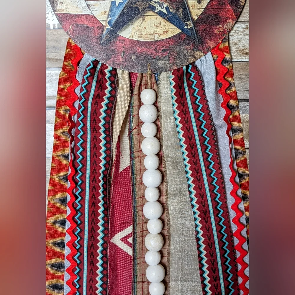 New Handcrafted Shabby Chic Americana Wall Hanging - Picture 4 of 7